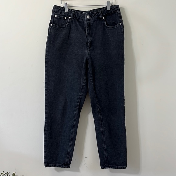 ASOS Petite Denim - ASOS Black Slouchy High Rise Straight Leg Denim Jeans Size 34/28 Petite